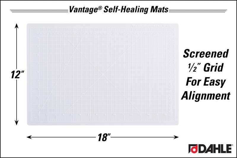 Dahle Vantage 10681 See-Through Premium Self-Healing Cutting Mat, 12"x18", 1/2" Grid, 5 Layers for Max Healing, Perfect for Crafts & Sewing, Clear - Image 2